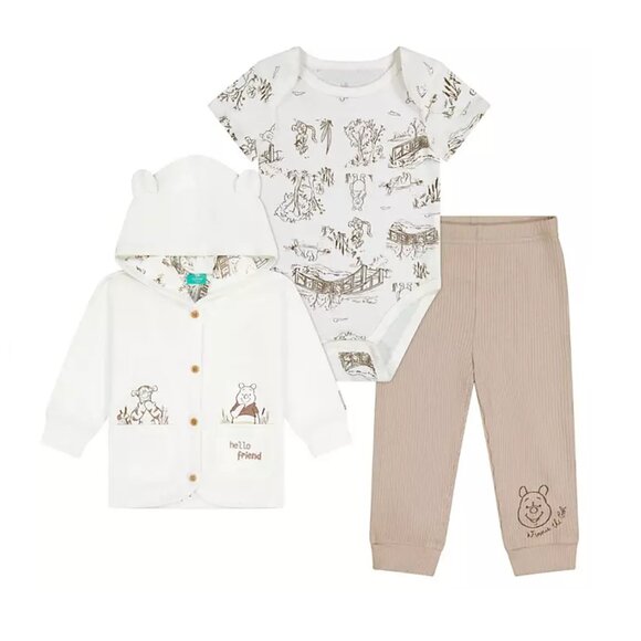 Winne The Pooh Character Baby 3-Piece Layette Set - Picture 1 of 4